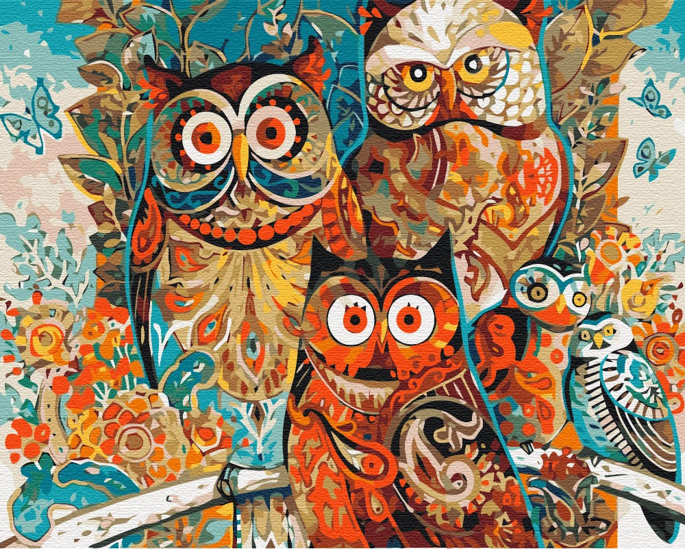 Picture Paint it! Painting by numbers Owls BS8849 galda spēle