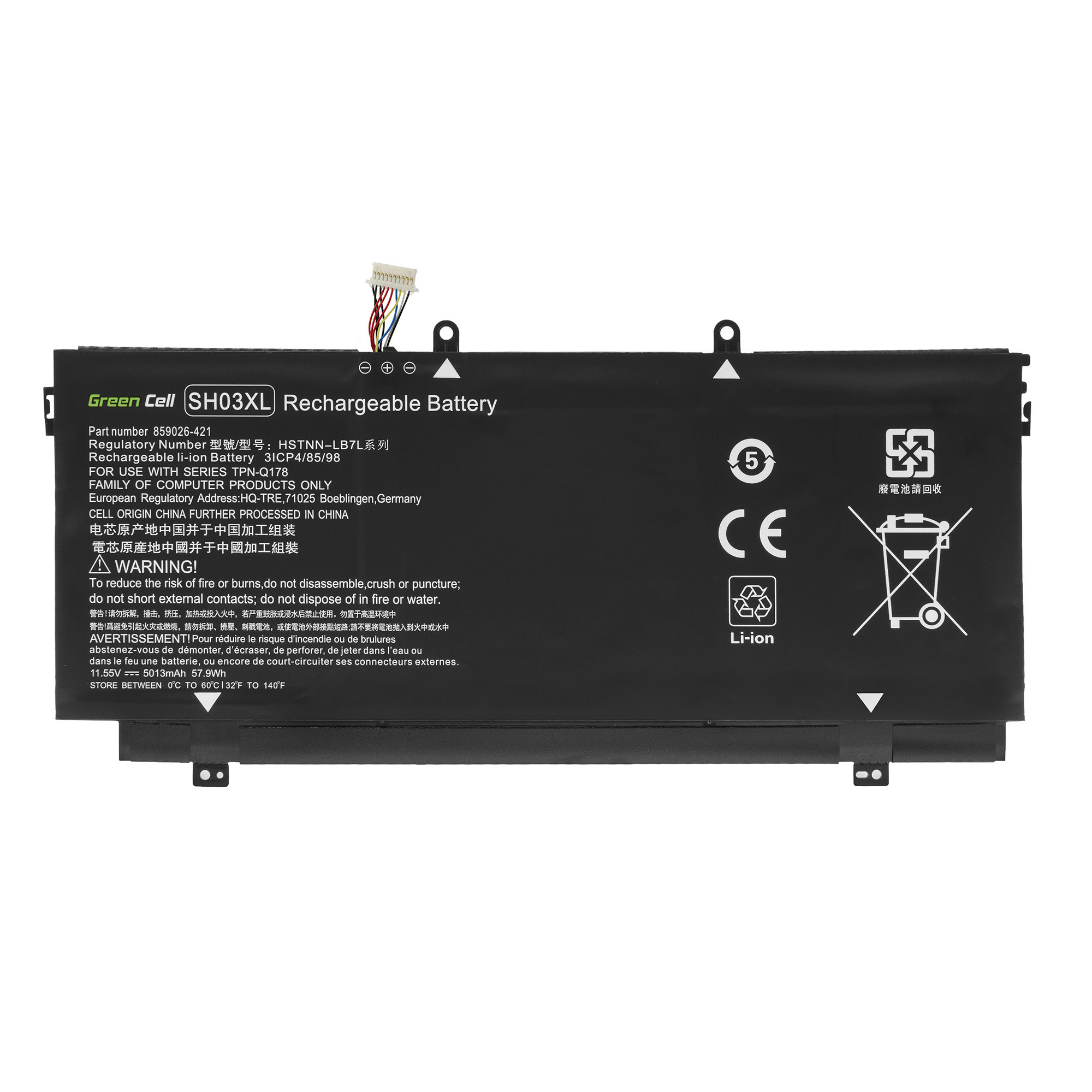 Green Cell Battery SH03XL for HP Spectre x360 13-AC 13-W 13-W050NW 13-W071NW akumulators, baterija portatīvajiem datoriem