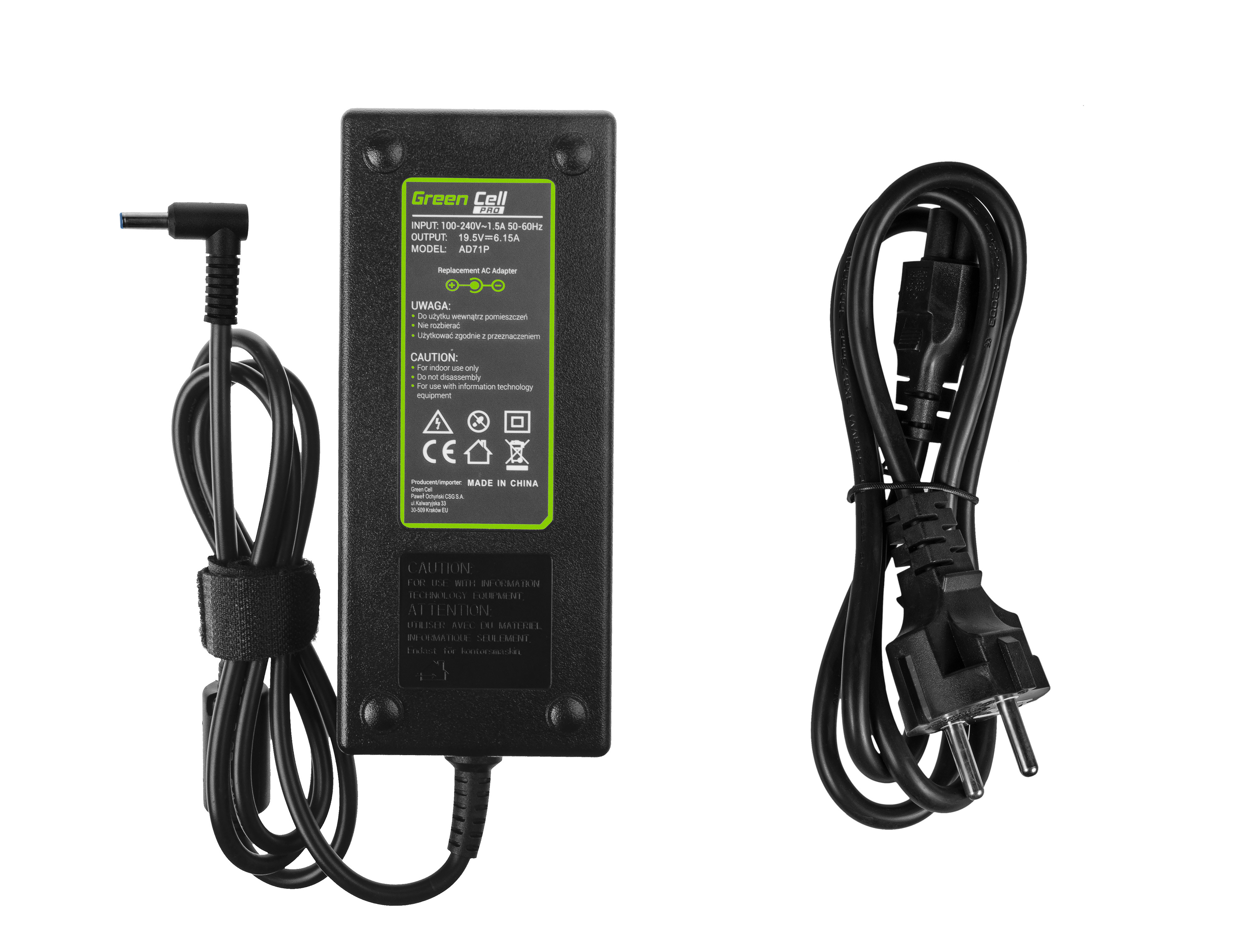 Green Cell PRO Charger | AC Adapter for HP Omen 15-5000 17-W HP Envy 15-J 17-J 19.5V 6.15A 120W portatīvo datoru lādētājs