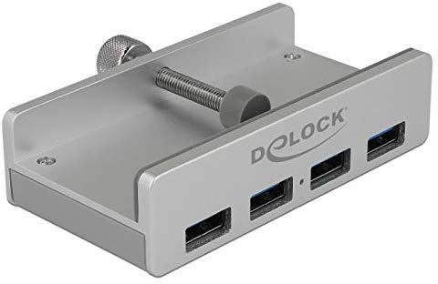 DeLOCK External USB 3.0 4 port hub with locking screw, USB hub 64046 (4043619640461) aksesuārs datorkorpusiem