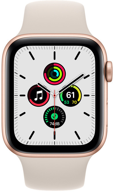 Apple Watch SE GPS + Cell 44mm Gold Alu Starlight Sport Viedais pulkstenis, smartwatch