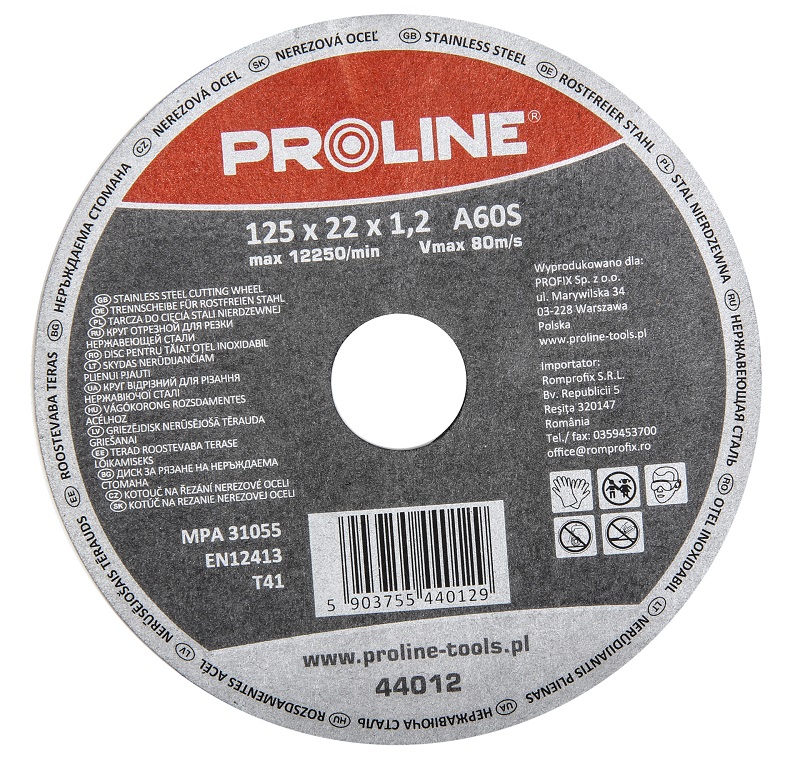 Pro-Line Tarcza do ciecia stali kwasoodpornej T41 125x1mm A60S - 44014 44014 (5903755440143)