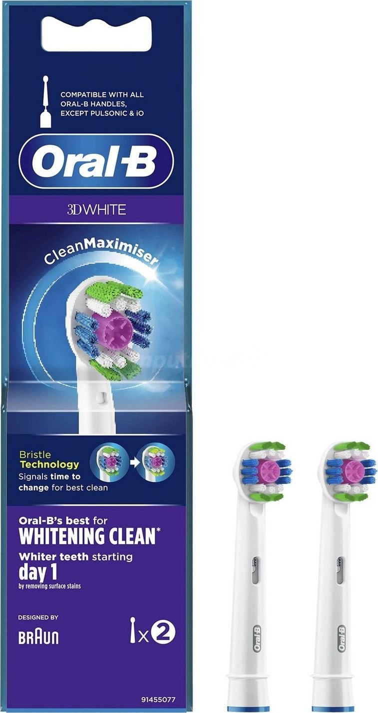 ORAL-B Braun 3D White Clean Maximiser 2 pcs. White mutes higiēnai