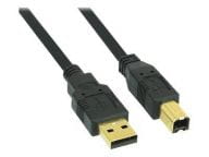 InLine USB 2.0 Kabel, A an B, vergoldet - black, 1m USB kabelis