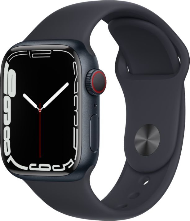 Apple Watch Series 7 GPS, 41mm Midnight Aluminium Case with Midnight Sport Band - Regular Viedais pulkstenis, smartwatch