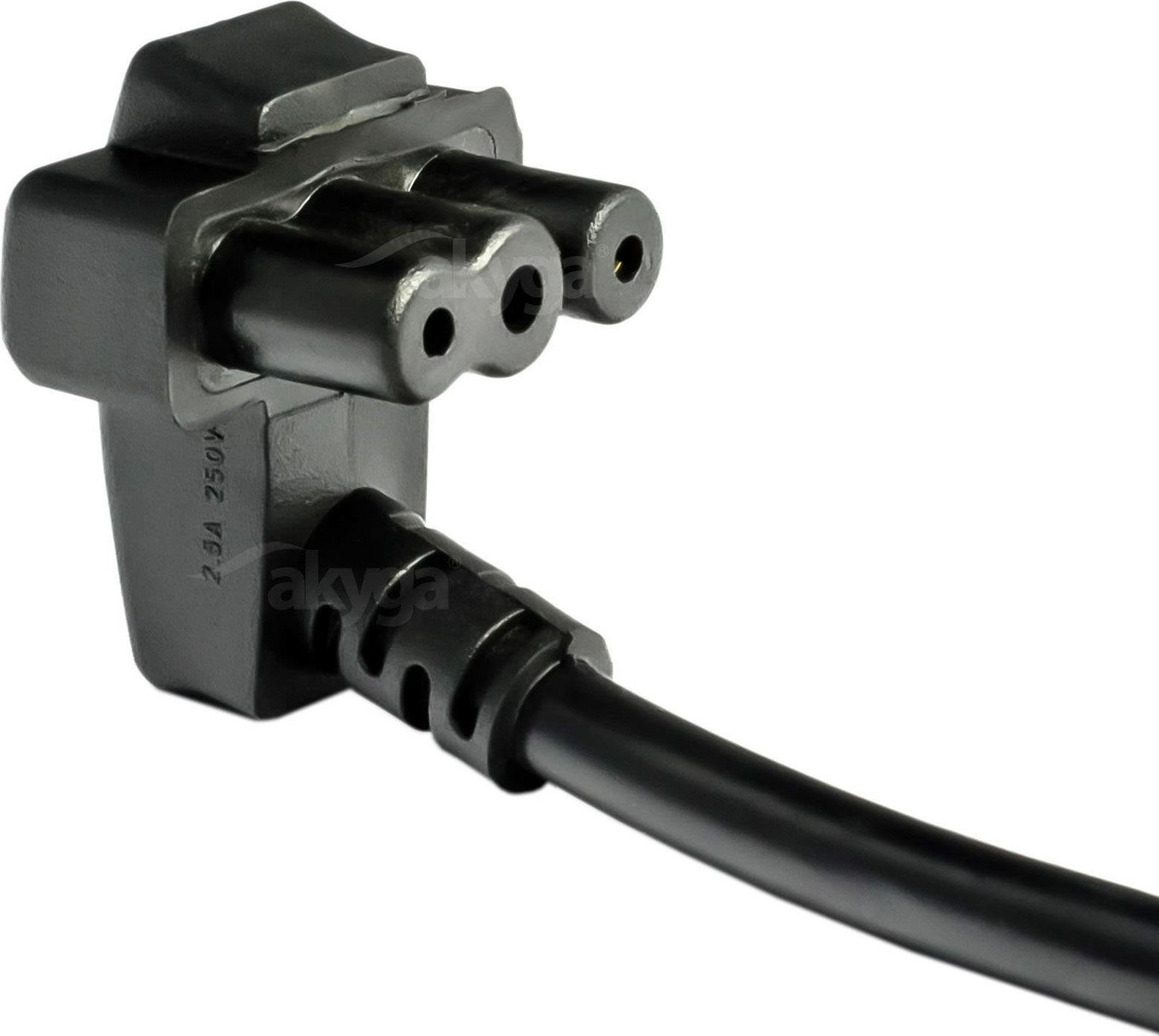 Cable power Akyga AK-NB-02A (Hybrid standard C/E/F (CEE 7/7) - Flat 3-pin (Dell) ; 1,5m; black color) kabelis datoram