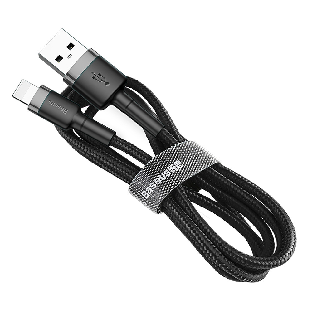 Baseus CALKLF-RG1 Cafule USB lightning kabelis 2A / 3m melns+pelēks USB kabelis