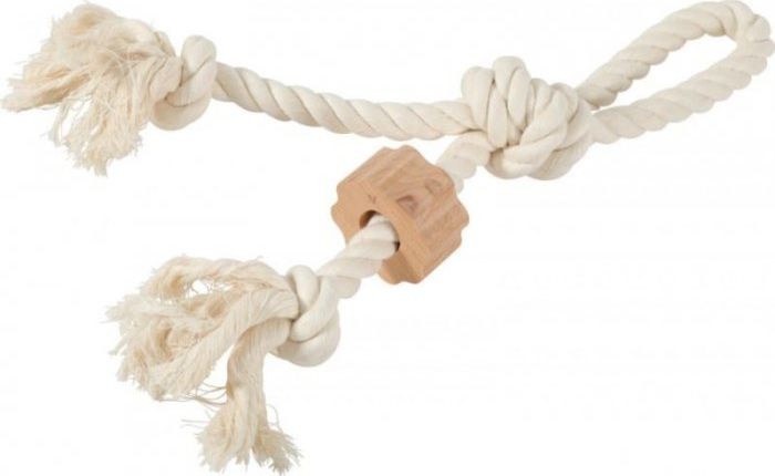 ZOLUX WILD Rope toy with a handle and a wooden disc aksesuārs suņiem