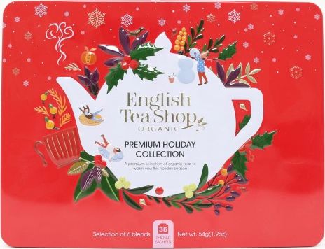 English Tea Sho A set of Premium Holiday Collection teas in a decorative red BIO 44 g tin piederumi kafijas automātiem