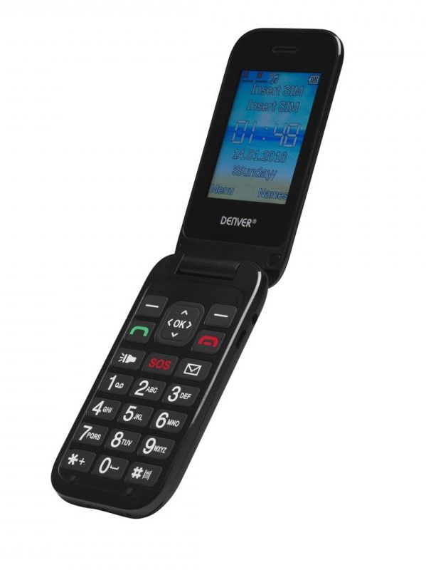 Denver  Senior Flip Phone (BAS-24200M) Black Mobilais Telefons