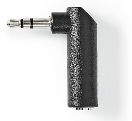 Stereo Audio Adapter 3.5 mm Male | 3.5 mm Female | Nickel Plated | Angled 90 degrees  | Metal | Black