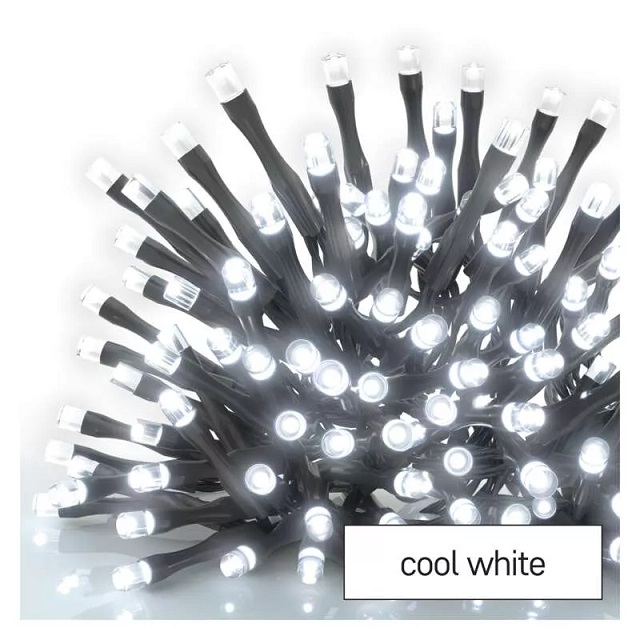 LED virtene, 30Vdc, 10m, 100x LED, vesi balta, savienojama, bez barosanas avota, EMOS D1AC03 (8592920094761) Ziemassvētku lampiņas