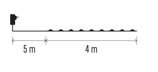 LED virtene NANO, 230Vac, 4m, 40x LED, silti balta, ar taimera funkciju, EMOS D3AW01 (8592920095096) Ziemassvētku lampiņas