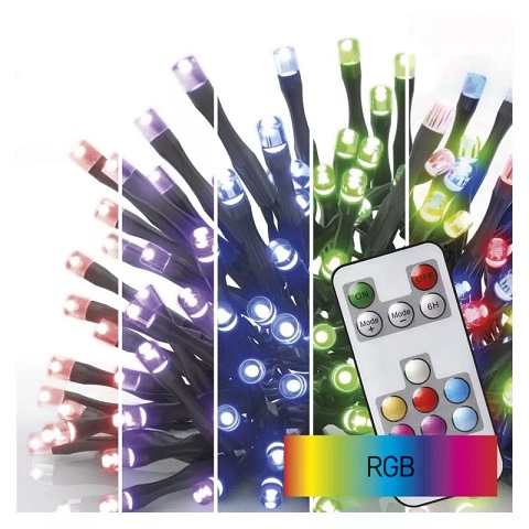 LED virtene, 230Vac, 16m, 160x LED, RGB,ar  kontrolieri un IR talvadibas pulti, EMOS D4AA04 (8592920100240) Ziemassvētku lampiņas
