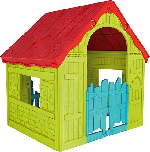 Keter bērnu rotaļu māja Wonderfold Playhouse (saliekama) sarkana/zaļa/zila 29202656732 Rotaļu mājas un slidkalniņi