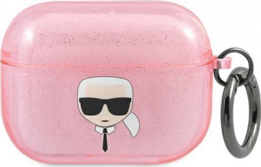 Karl Lagerfeld Etui ochronne Karl Head Glitter do AirPods Pro rozowe KLD655PNK (3666339030322)