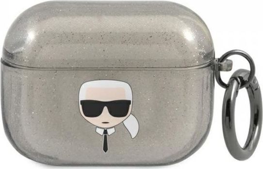 Karl Lagerfeld Etui ochronne Karl Head Glitter do AirPods Pro czarne KLD654BLK (3666339030261)