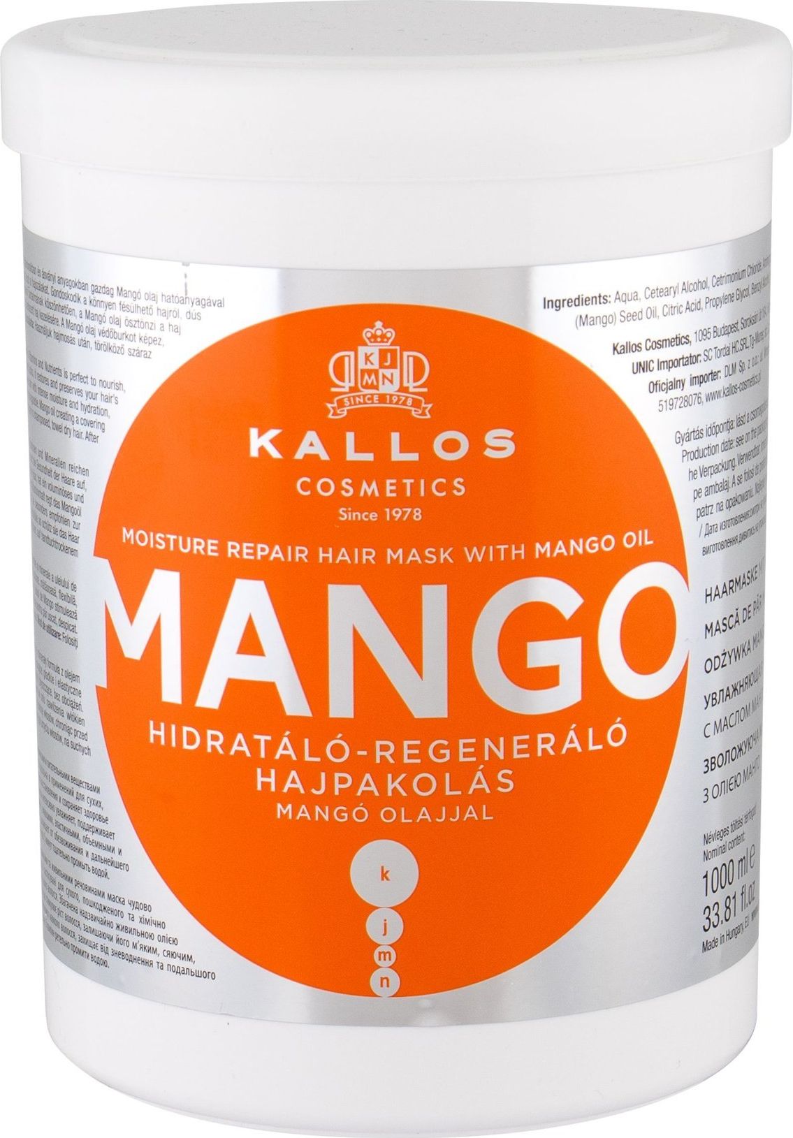 Kallos Mango Cosmetics 1000ml hair mask