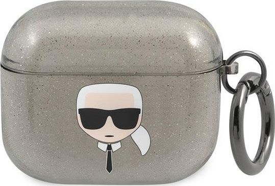 Karl Lagerfeld Etui ochronne KLA3UKHGK Glitter Karl`s Head do AirPods 3 szare KLD751BLK (3666339030278)