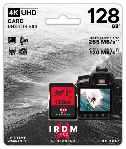 Goodram IRDM Pro MicroCard SDXC memory card 128 GB V60 (UHS-II U3) atmiņas karte