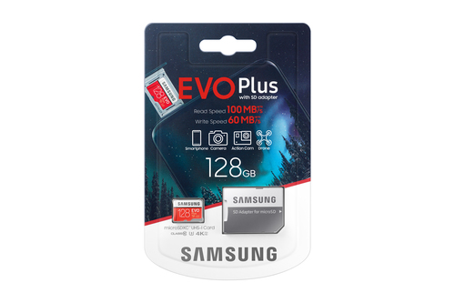 Samsung microSD Card Evo Plus 128 GB, MicroSDXC, Flash memory class 10, SD adapter atmiņas karte