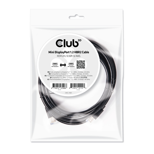 CLUB3D MINI DP 1.2 HBR2 CABLE 2m video karte