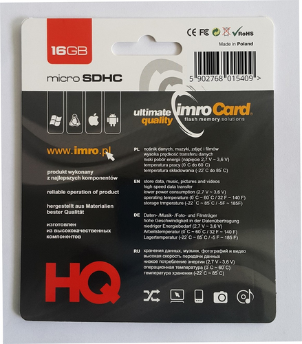 IMRO 4/16GB memory card MicroSDHC Class 4 atmiņas karte