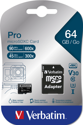 Verbatim  64 GB PRO microSDHC U3 atmiņas karte