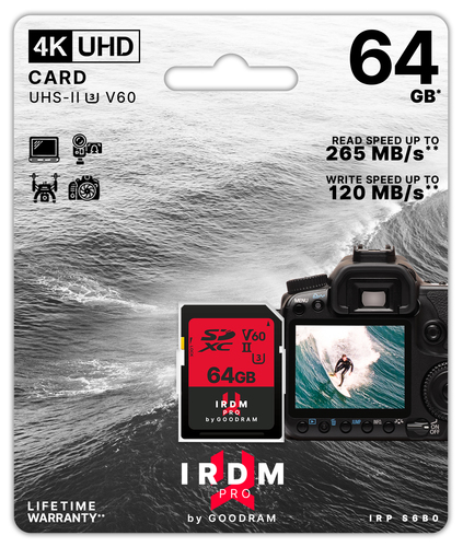 GOODRAM SDXC 64GB IRDM Pro UHS-II U3 atmiņas karte