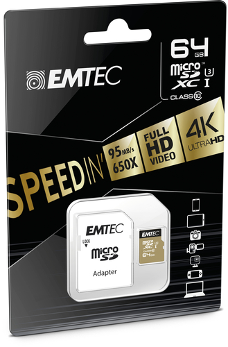 Emtec memory card microSDXC 64GB Class10 Speedin 95/90 MBs atmiņas karte