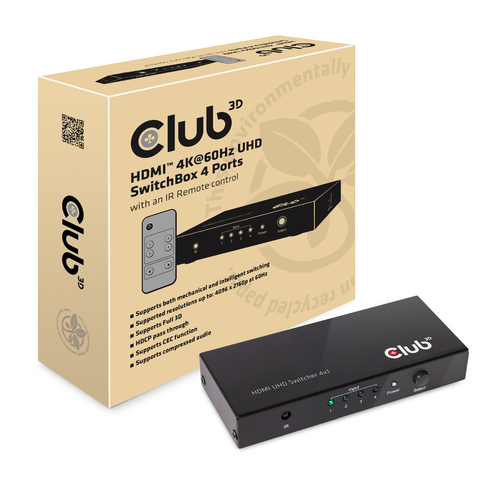 CLUB 3D HDMI 2.0 UHD SwitchBox 4 Ports video karte