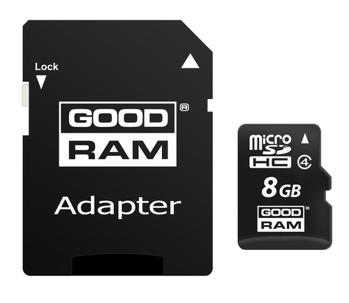 GOODRAM memory card Micro SDHC 8GB Class 4 + Adapter atmiņas karte