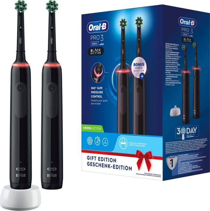 Braun Oral-B toothbrush Pro 3 3900 black - Black Edition with 2nd handpiece mutes higiēnai