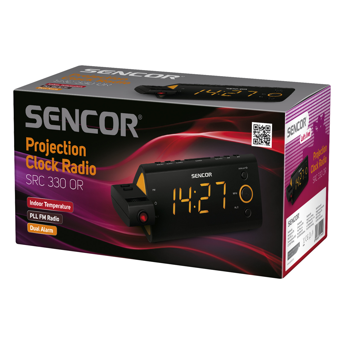 Sencor SRC 330OR Radioclock,time projector Orange radio, radiopulksteņi