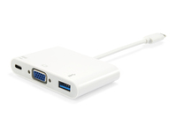 Equip Adapter USB-C -> VGA,USB3.0,PD 1920x1080/30Hz 0.15m ws adapteris