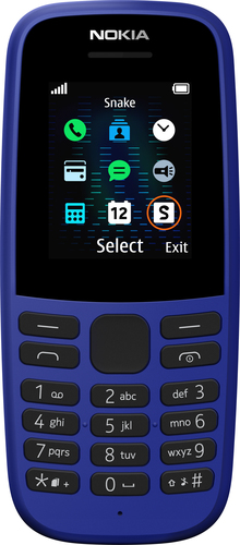 Nokia 105 TA-1203 (Blue) Single SIM 1.77 TFT 120x160/4MB/4MB RAM/microUSB 6438409041524 Mobilais Telefons
