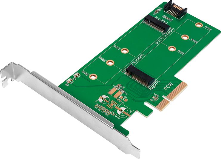 LogiLink dual adapter M.2 PCIe do dyskow SSD SATA i PCIe SATA karte