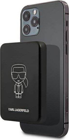 Karl Lagerfeld KLPBMSOIBK Powerbank MagSafe Ārējas Uzlādes Baterija / 2.1A / 5V / 3000mAh / Melna Powerbank, mobilā uzlādes iekārta