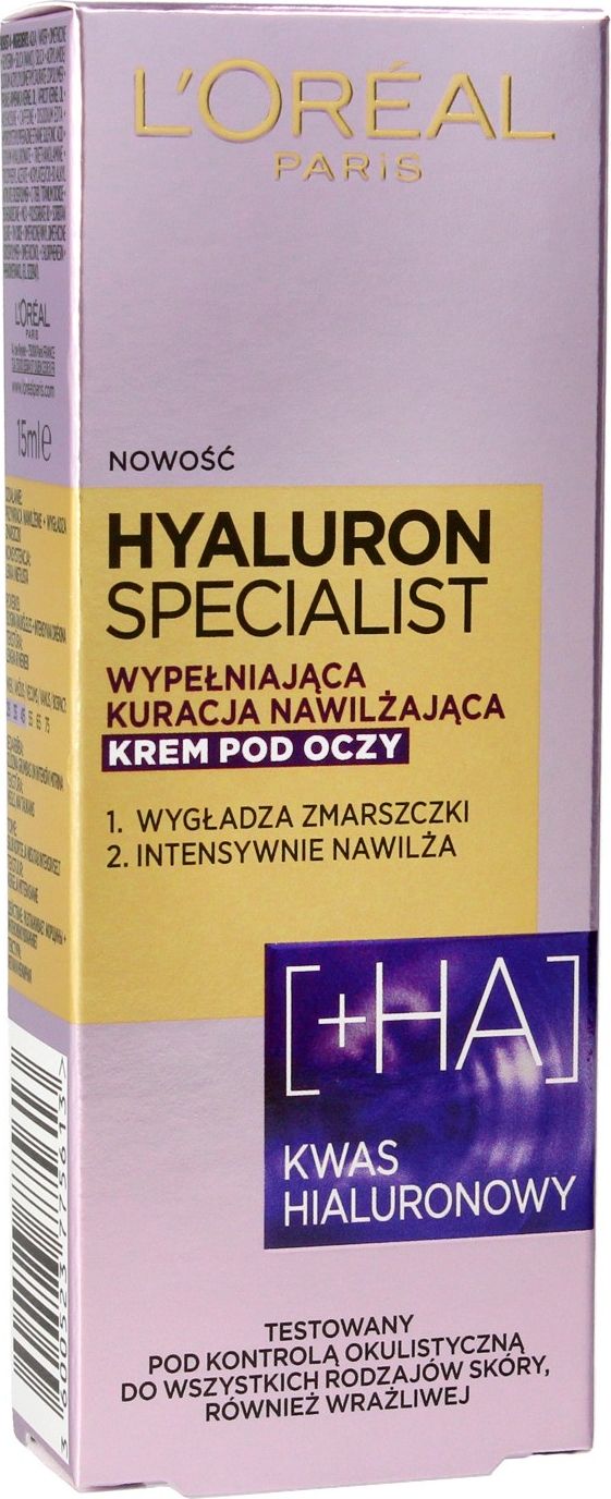 L'Oreal Paris Loreal Hyaluron Specjalist Krem-kuracja nawilzajaco wygladzajacy pod oczy 15ml 0299364 (3600523775613) ēnas