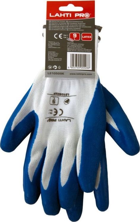 Lahti Pro Blue and White Coated Safety Gloves 10 