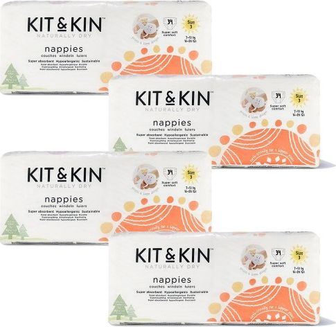 Kit and Kin Pieluchy biodegradowalne 3, 6-10 kg, 136 szt. KAK00020K (5060479850075)