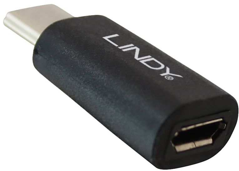 Adapter USB Lindy USB-C - microUSB Czarny  (41896) 41896 (4002888418966)