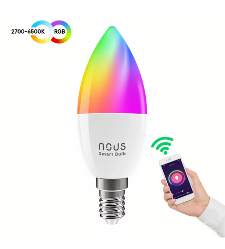 Nous P4 Spuldze LED E14, 230V, 4,5W, 380lm, 2700K - 6500K, RGB, SMART Wi-Fi, vadama caur aplikaciju, TUYA / Smart Life