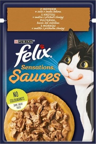 Nestle FELIX sasz.85g SENSATIONS INDYK w sosie bekonowym /26 12448774 kaķu barība