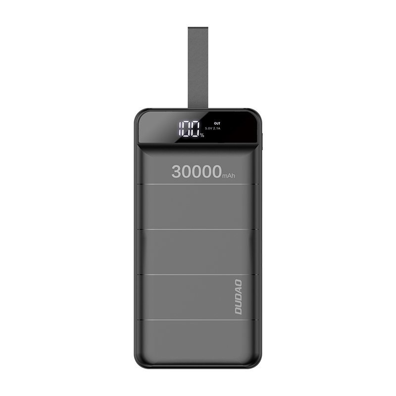 DuDao K8s Mega ietilpības 30000mAh Power Bank Lādētājs 3x USB izejām & multi 3x portu ieejām + led lukturis Melna Powerbank, mobilā uzlādes iekārta