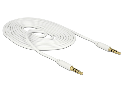 Delock cable Audio 3.5mm male/male 4-pin white 2.0m kabelis, vads