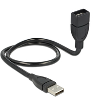 DeLOCK 83499 Kabel USB-A auf USB-A ShapeCable USB 2.0 Typ A Stecker auf USB 2.0 Typ A Buchse 0.5m schwarz kabelis, vads