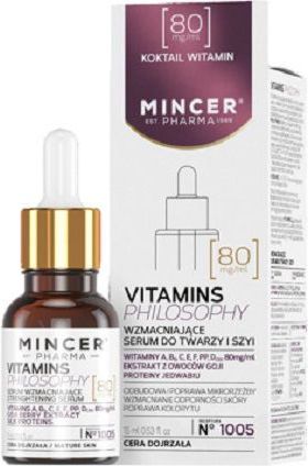 Mincer Pharma Vitamins Philosophy Serum wzmacniajace do twarzy i szyi nr 1005 15ml 591338 (5902557261338) kosmētika ķermenim