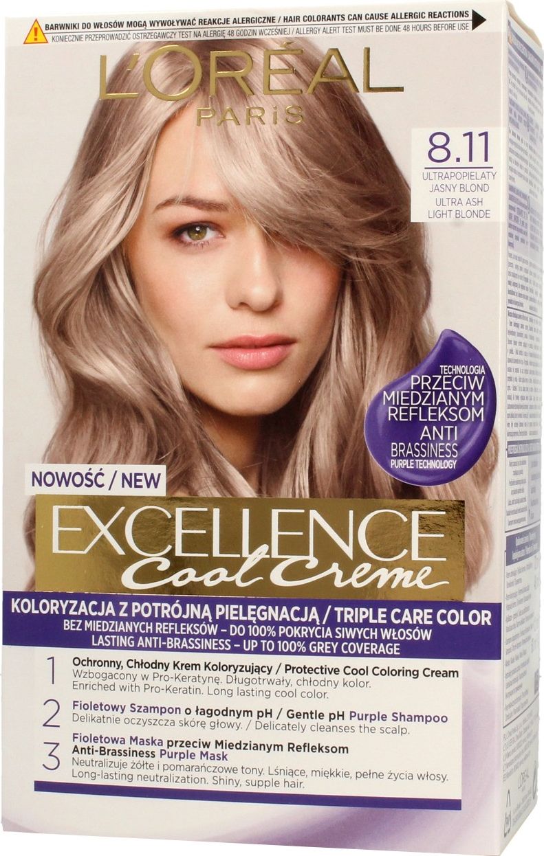 L'Oreal Paris Loreal Excellence Cool Creme Krem koloryzujacy 8.11 Ultra Popielaty Jasny Blond 1op. 0216380 (3600523940264)