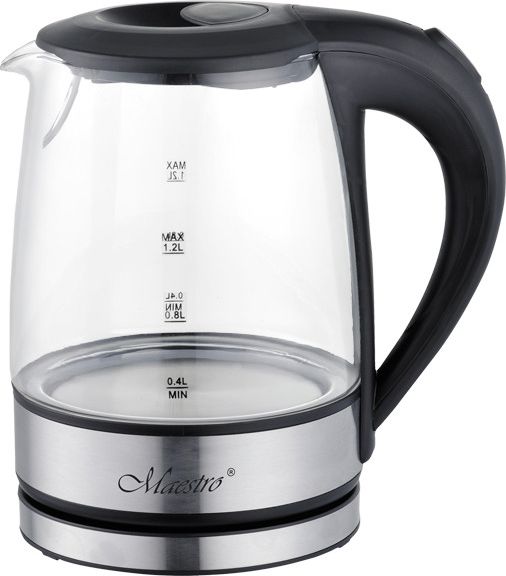 Feel-Maestro MR062 electric kettle 1.2 L Black, Transparent 1630 W Elektriskā Tējkanna